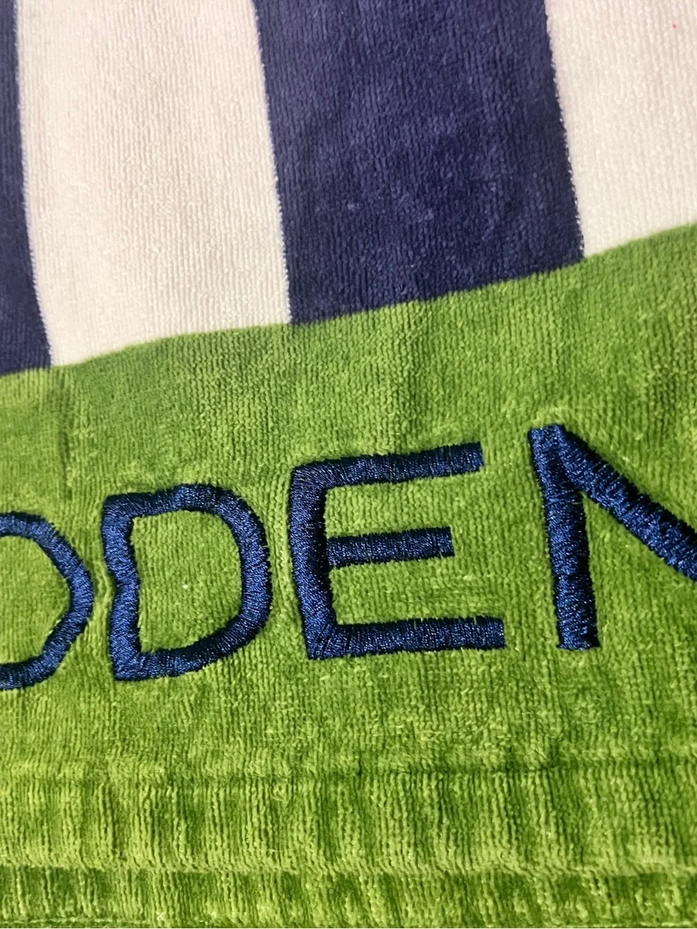 Pottery Barn Kids Hooded Towel Blue & White Stripe 100% Cotton Boat Boden